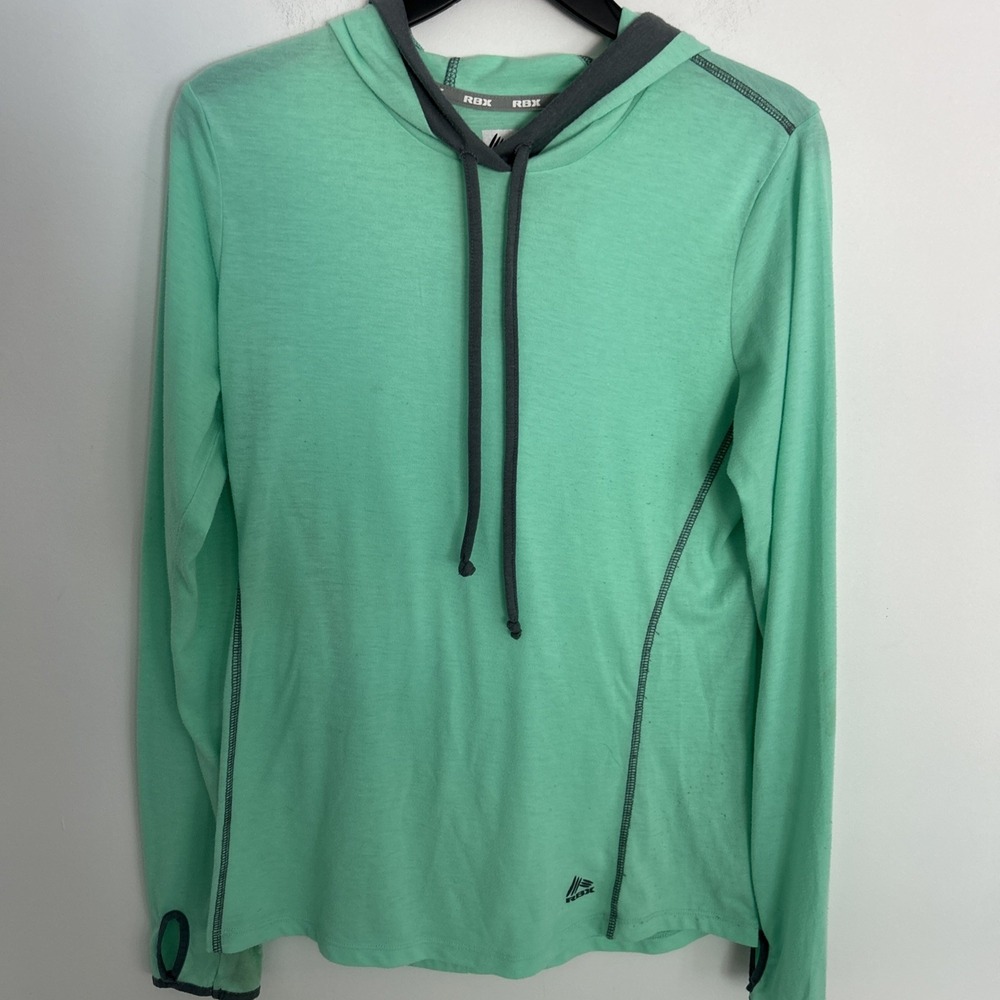 RBX Performance Women's Athletic Medium Mint Green Long Sleeve Hoodie Pullover